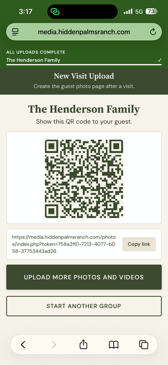 Guide upload app: QR complete state